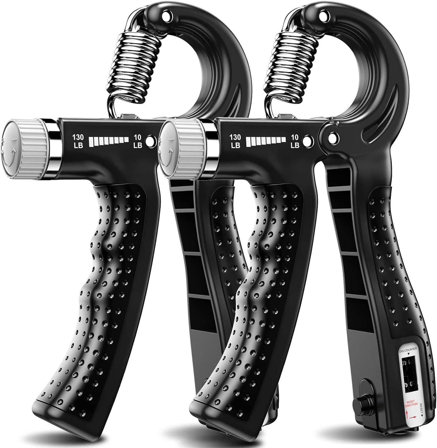Hand Grip Strengthener 2 Pack, Adjustable Resistance 10-130 lbs, Forearm Exerciser for Muscle Building & Injury Recovery, Grip Strength Trainer for Athletes