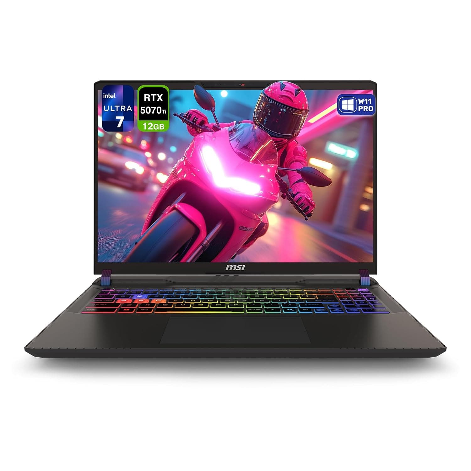 MSI Vector 16 HX AI Gaming Laptop, Intel Ultra 7-255HX, 64 GB DDR5 RAM, 4 TB PCIe SSD, 16" FHD+ (1920x1200) 144Hz Display, Nvidia G-Force RTX 5070Ti, Backlit Keyboard, W11 Pro, Cosmo Gray