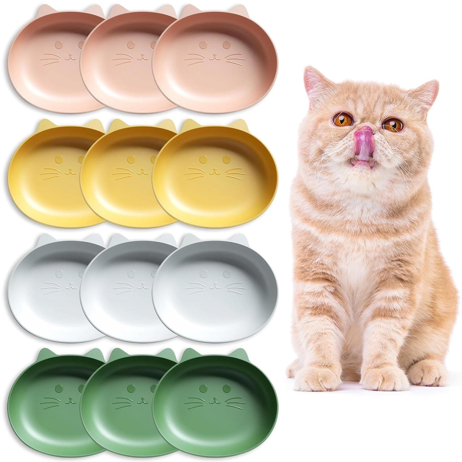 EYSOO Cat Bowls 12 Pack Cat Feeding Bowls Reduce Whisker Fatigue Food Grade PP Shallow Pet Food Dishes