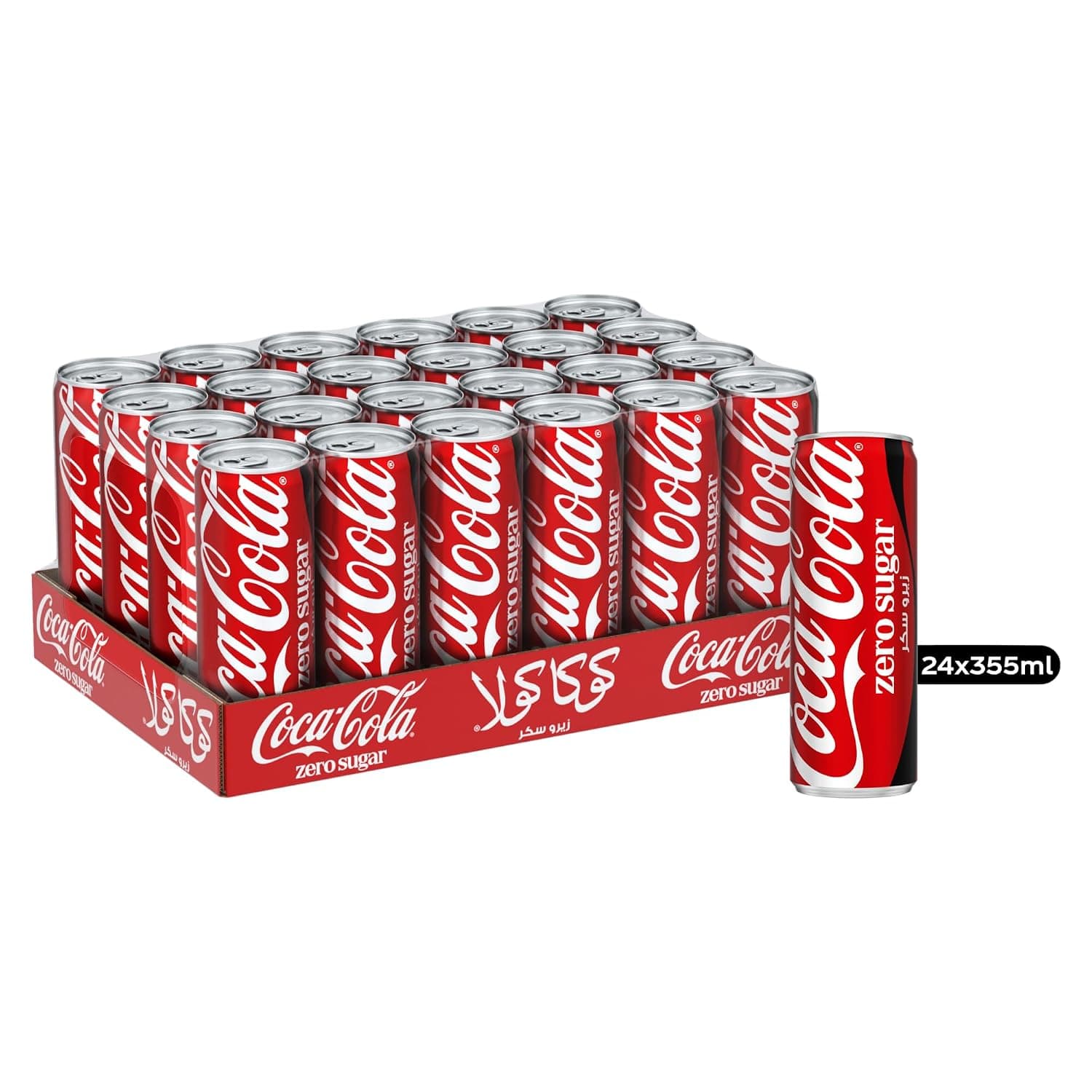 Coca-Cola Zero, 24x355ml Can, Same Coca Cola Taste with Zero Sugar and Zero Calories, Crisp Coke Zero Soft Drinks, Pack may vary