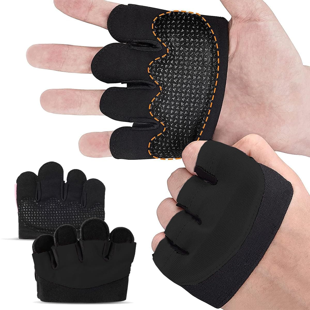 Workout Gloves, Weight Lifting Gym Partial Glove Grip Pads with Full Palm Protection for Men Women Breathable Antislip Lightweight Gym Gloves for Weightlifting Gym Training Exercise