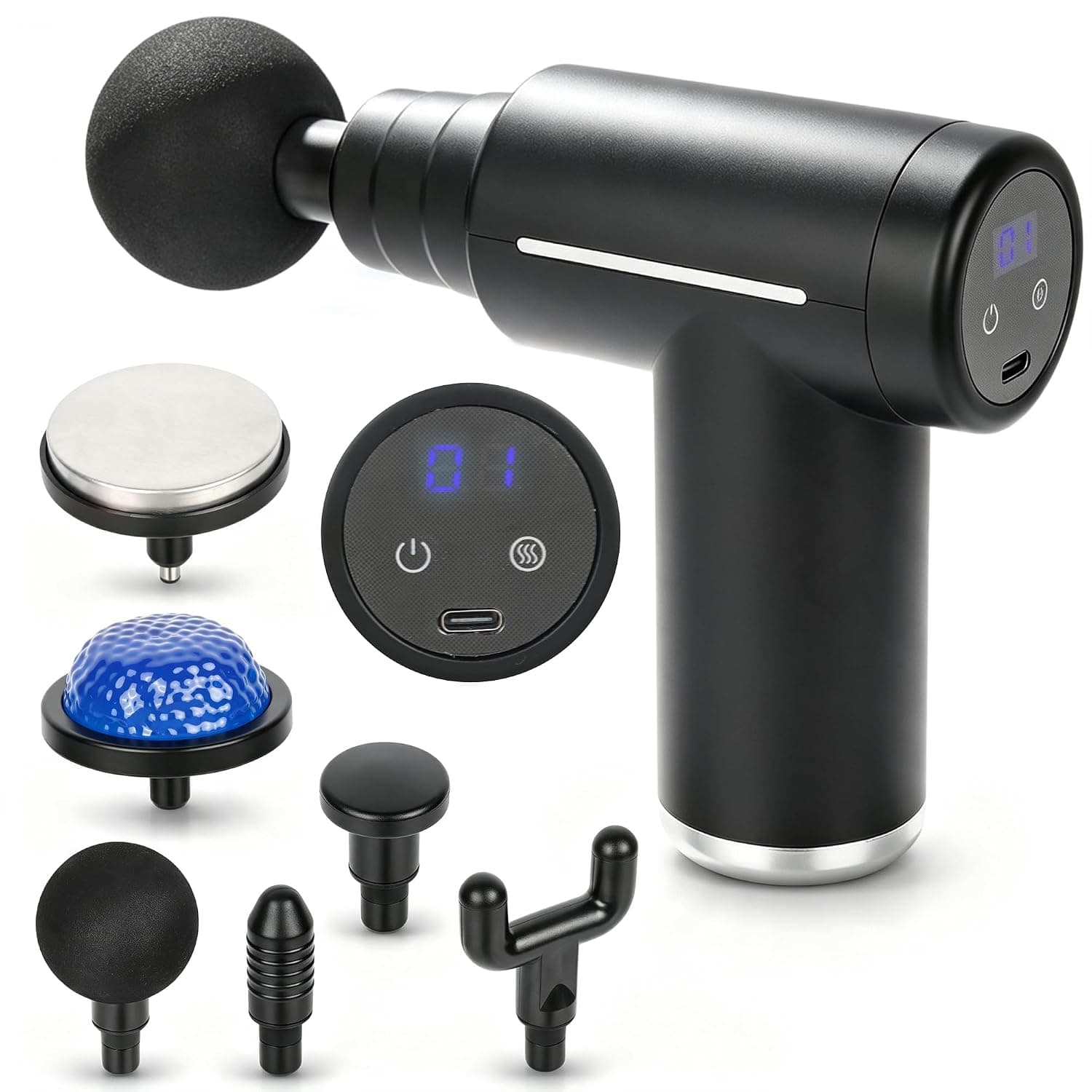Massage Gun Deep Tissue, Muscle Massage Gun with Heat and Cold, 6 Heads | Mini Massage Gun Muscle Percussion Massager with 6 Speeds for Home Office Workout Muscle Pain Relief