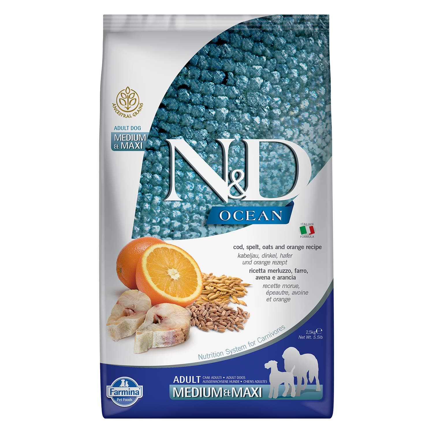 Farmina OCEAN DOG CODFISH & ORANGE ANCESTRAL adull MEDIUM/MAXI 2.5 Kg