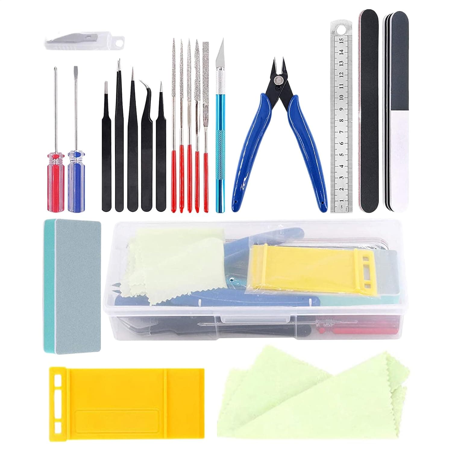Hobby Tool Kit 21-Piece Crafts Building | Model Fixing Repairing Tool for Electronics Automotive Workshop Hobby Office Indoor Outdoor