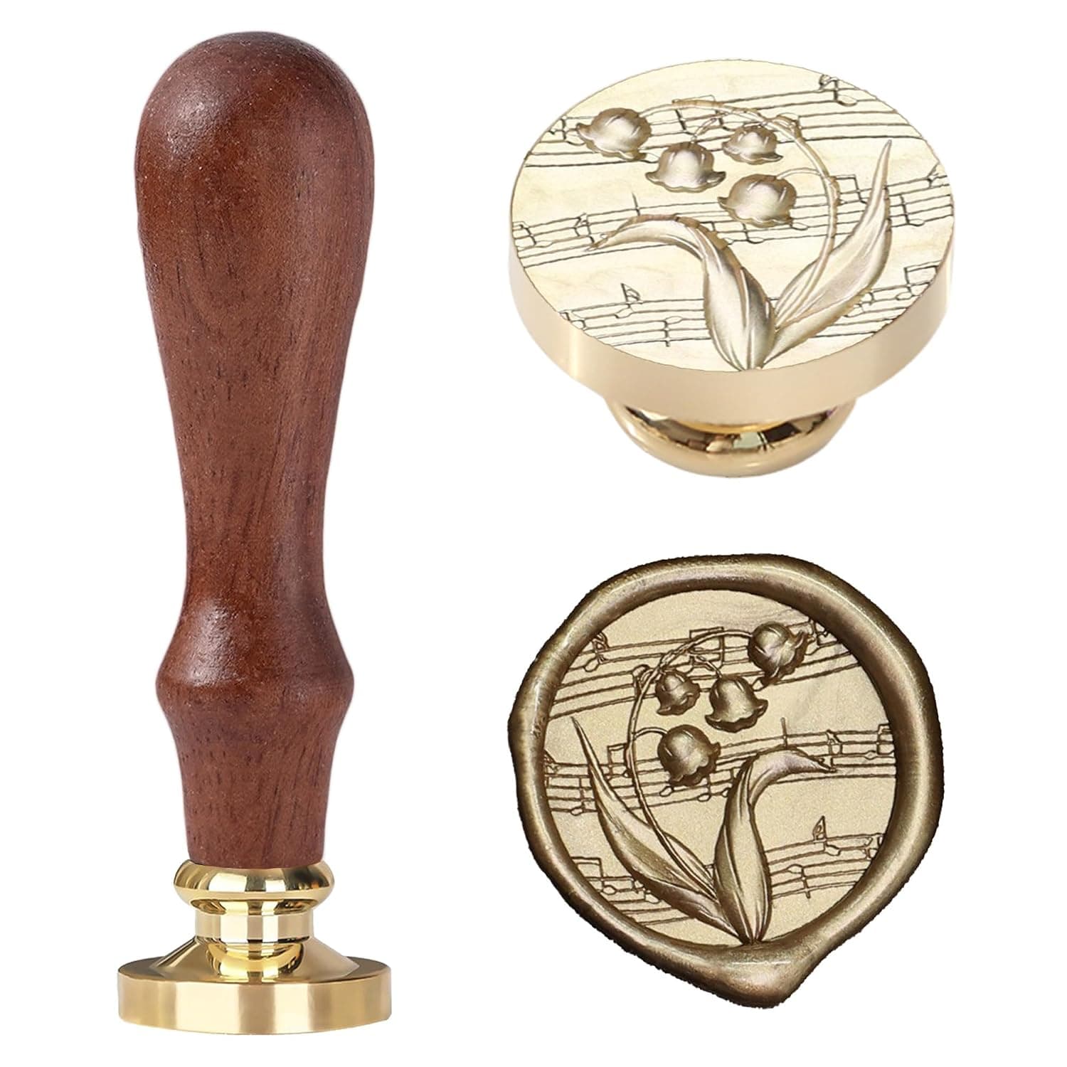 Wax Seal Stamp - Lily of the Valley Sealing Wax Stamp, 25mm Vintage Floral Music Note Seal for Wedding Invitations, Letters, Journaling, Gift Wrapping