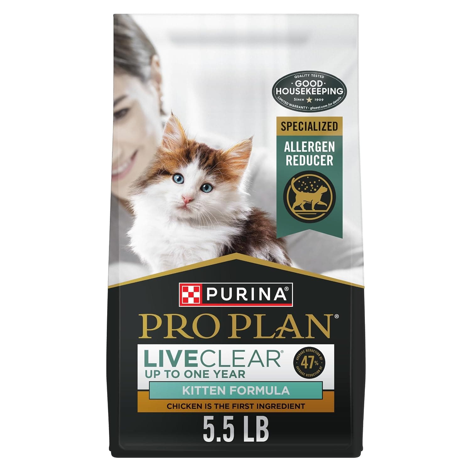 Purina Pro Plan LiveClear Dry Cat Food for Kittens Chicken & Rice Formula - 5.5 lb. Bag
