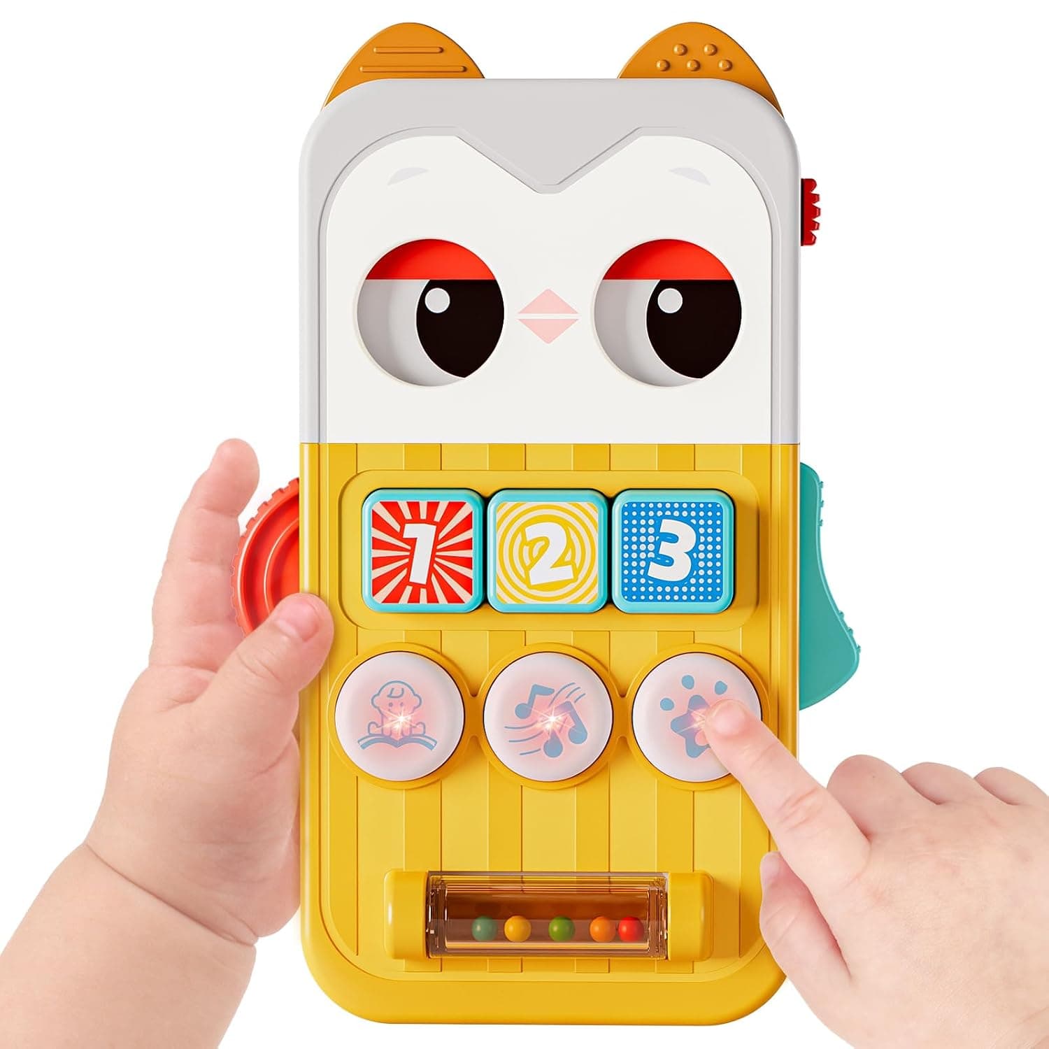 HOLA Owl Busy Toy Phone for Babies 6–12 Months, Day & Night Mode Musical Infant Toy with Lullabies, White Noise & Animal Sounds, Fine Motor Skills Sensory Toy for Travel, Car & Home