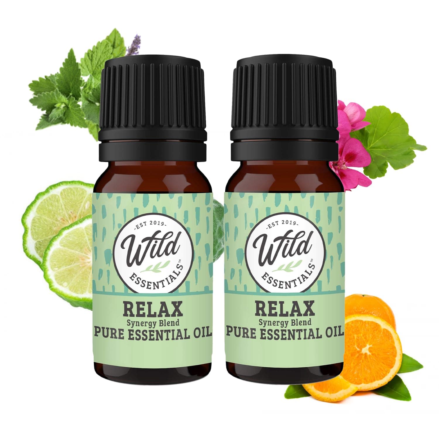 mEssentials Wild "Relax" 100% Pure Oil Synergy Blend 2 Pack - 10ml, Therapeutic Grade - stress ease, angst, mood, sleep, calming, mindfulness, meditation, Made in The USA