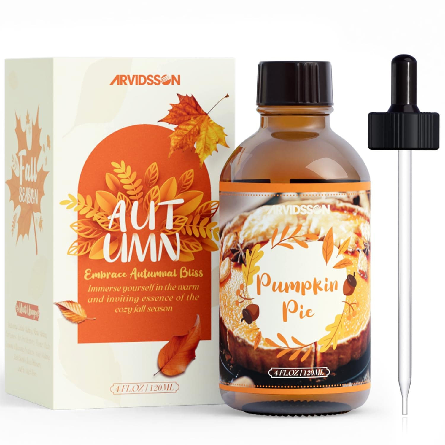 ARVIDSSON Pumpkin Pie Essential Oil 4 Fl Oz (120ml), Fall Essential Oils | Pumpkin Spice Oil for Diffuser, Candle Making, Cozy Autumn Fragrance Oil for Home