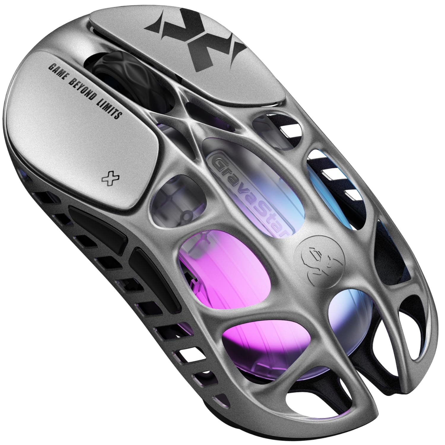 غرافا ستار ماوس العاب لاسلكي اكس برو من ميركوري، خفيف الوزن للغاية 49 غرام، مستشعر PAW3950 32000 نقطة لكل بوصة، معدل اقتراع 8000 هرتز، تصميم مجوف من خليط المغنيسيوم، اضاءة RGB، 5 ازرار قابلة للبرمجة، فضي