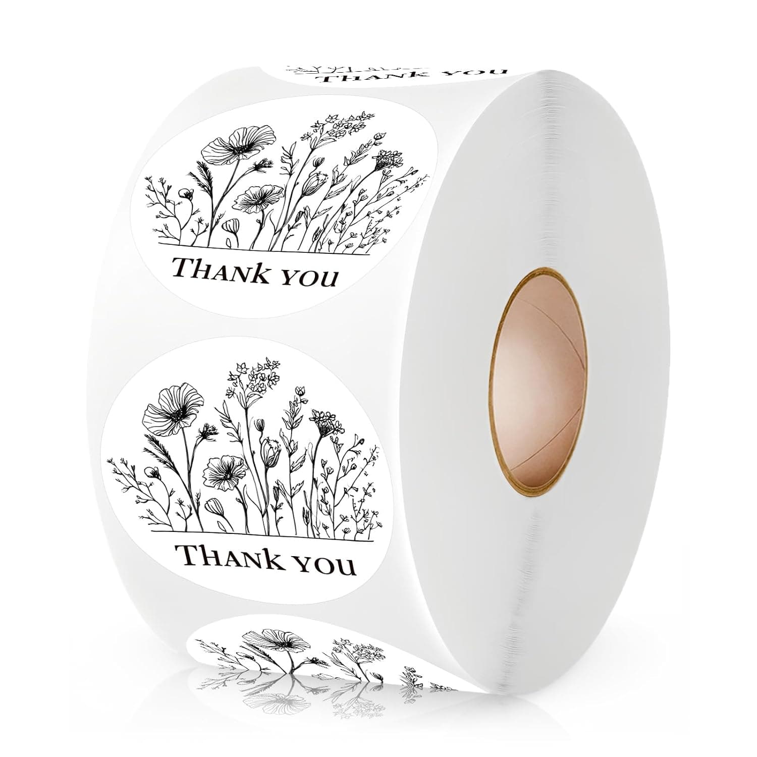 500 PCS Thank You Flowers Stickers for Small Business, Packaging Orders, Boxes and Envelopes, Waterproof Labels for Greeting Cards Birthday Christmas Gift Wrapping