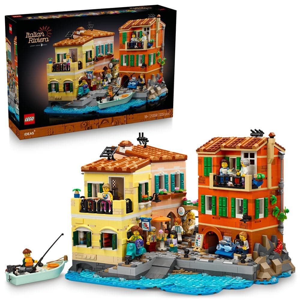 LEGO Ideas Italian Riviera 21359 | Colourful Display Model for Adults, Houses, Shops & 10 Minifigures, DIY Gift for Architecture Fans, 3,251 Pieces