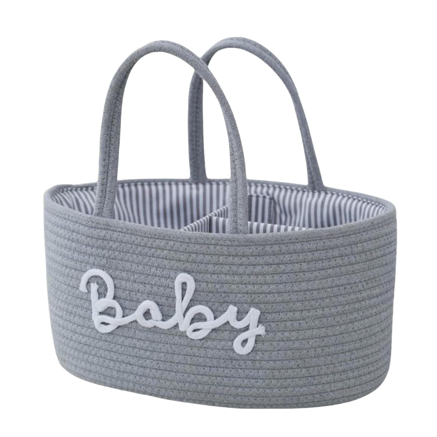 Baby Diaper Caddy Organizer, Detachable Cotton Rope Storage Basket, Wet & Dry Separation Diaper Bin, Portable Nursery Storage for Baby Essentials, 36 * 22 * 18cm, for Modern Parents (Grey)