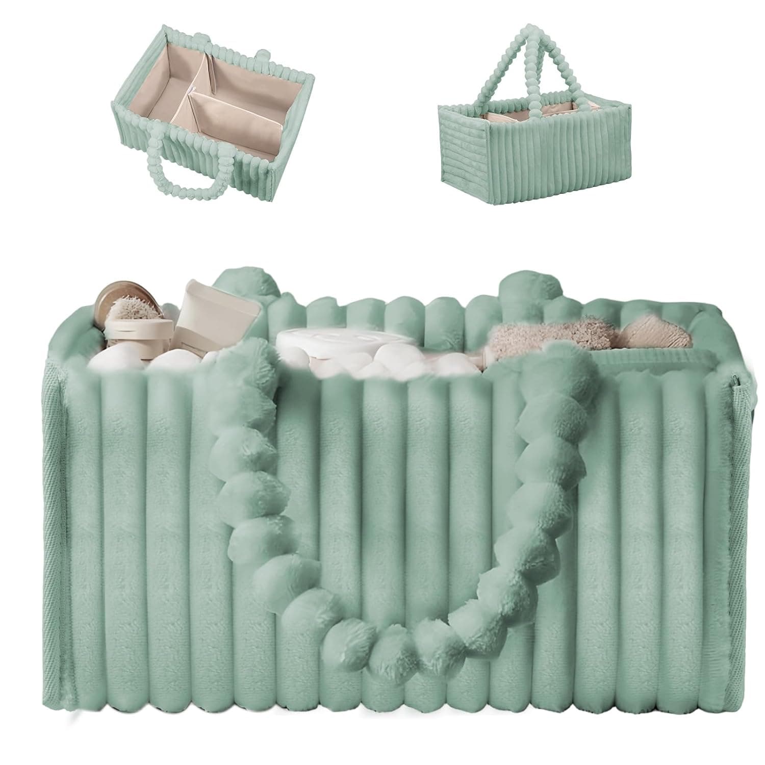 Baby Essentials for Newborn Baby Diaper Organiser Portable Diaper Changing Organiser Nursery Storage Baskets for Boys Girls Newborn(green,1)