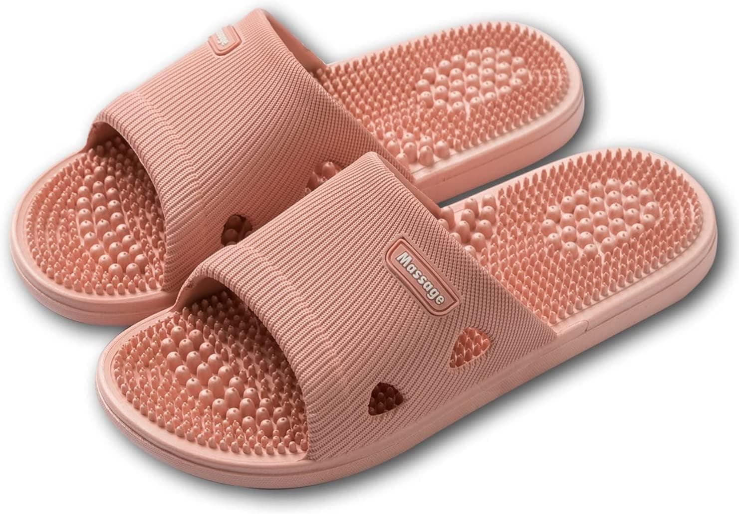 Aputue Acupressure Reflexology Massage Slippers, Red Comfort Therapy Slippers with Reflexology Nodes, Improves Foot Health and Circulation, Ideal for Diabetic Foot Care and Daily Relaxation