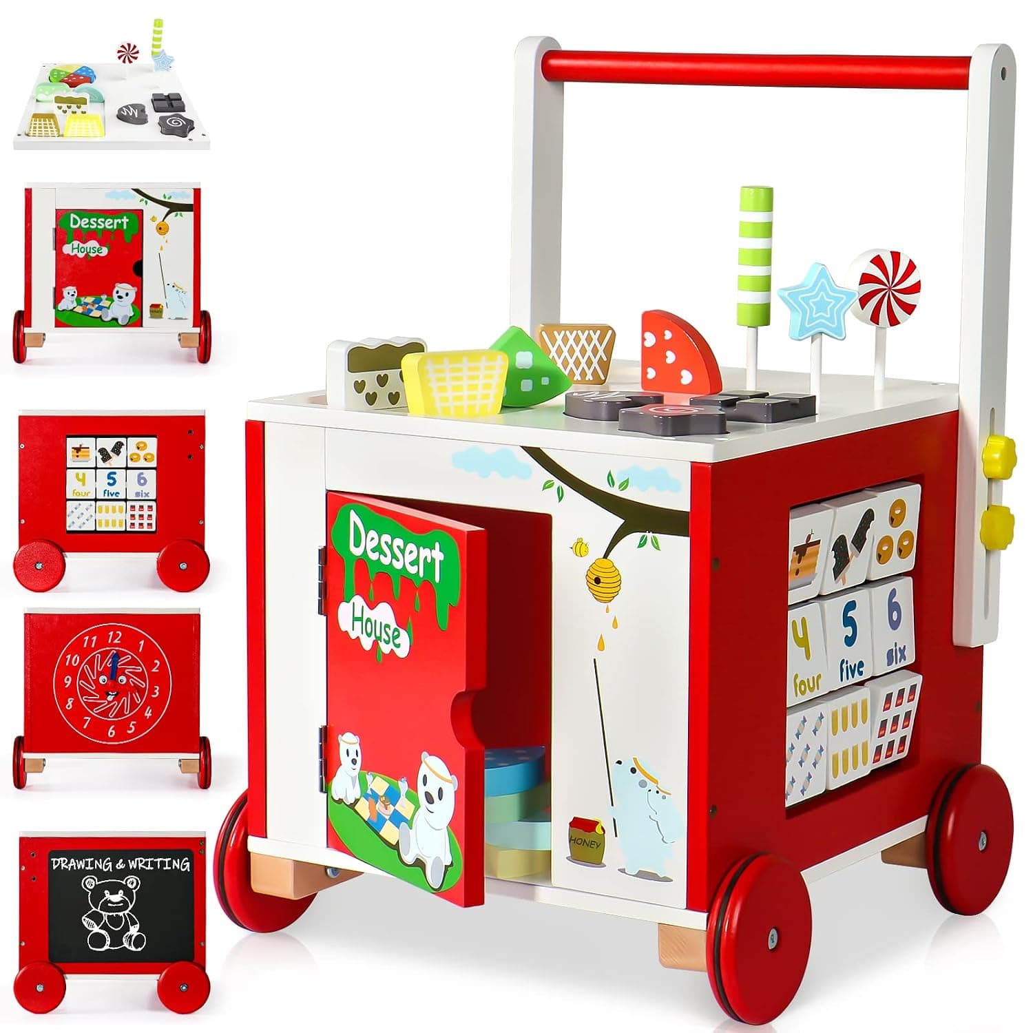 Baby Walker for Girls Boys Toddler Toys Age 1-2 Infant Toys 6-12 Months Baby Activity Center Learning Wooden Toys for 1 2 3 Year Old Baby Birthday Gifts Kids Baby Toys 12-18 Months, Assembly Required
