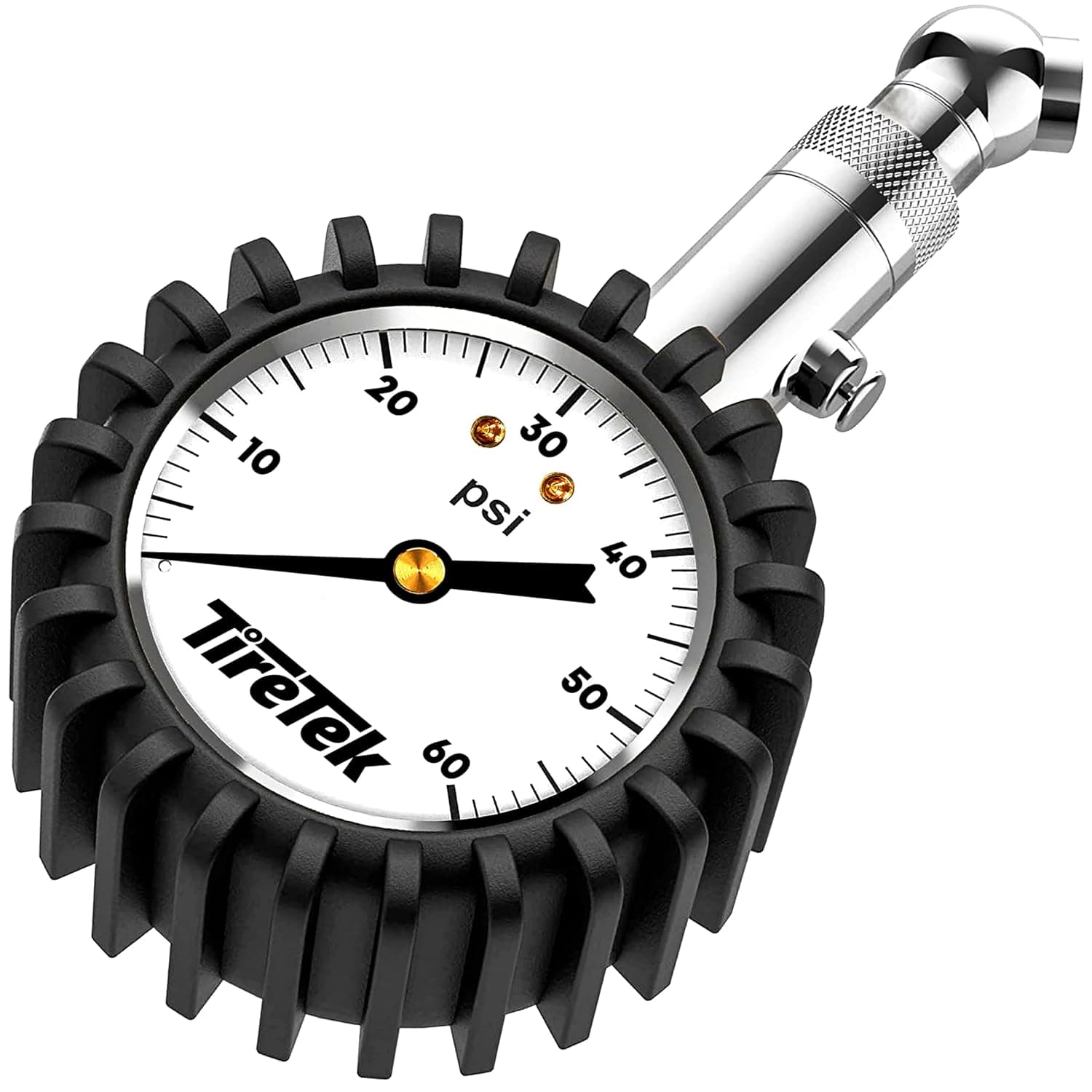 TIRETEK Tire Pressure Gauge 0-60 PSI - Tire Gauge for Car, SUV, Truck & Motorcycle - Heavy Duty Air Pressure Gauge ANSI Certified | Glow in the dark analog dial tire gauge, tire gauges for tire pressure, accurate & easy to read
