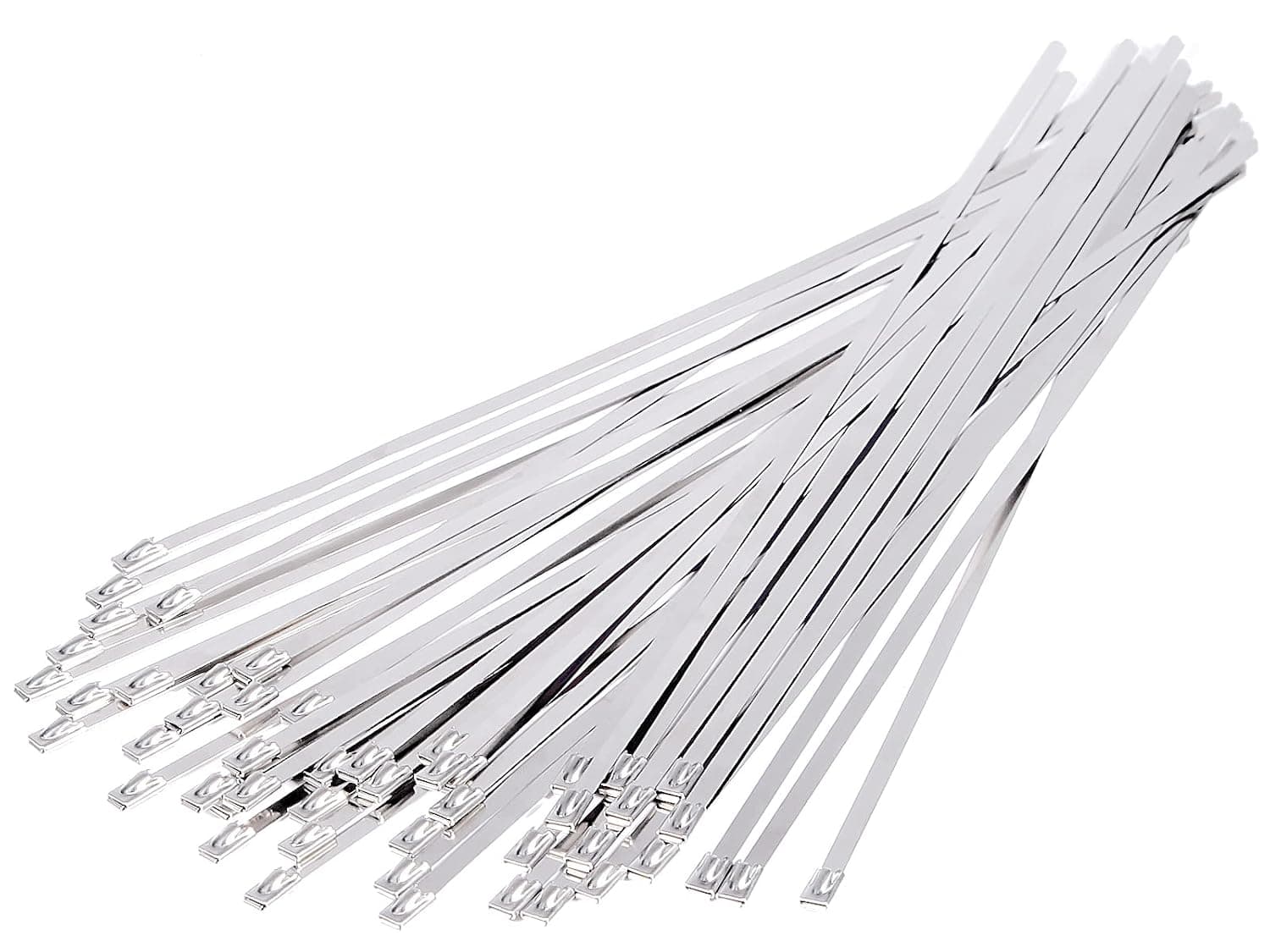 Stainless Steel Cable Ties 50PCS 300mm Metal Self-Locking Cable Zip Ties Heavy Duty Exhaust Wrap Locking Ties Ball Lock Band Zip Ties for Home Office Garage Workshop Electrical