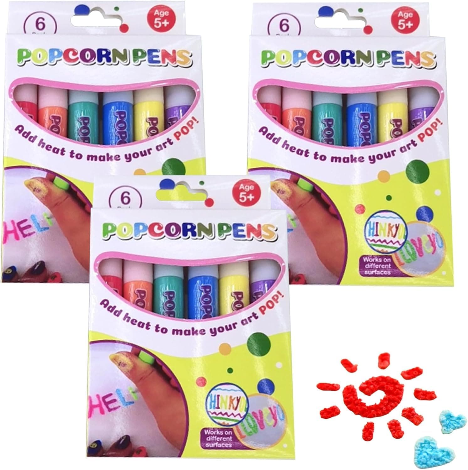 Popcorn Pens 3d Art, Popcorn Pens Puffy, Diy Bubble Popcorn Drawing (3BOX) | 6 Colors Bubble Drawing Pens,3D Printed Watercolor Pen,for Raised Textured Crafts on Paper and Greeting Cards
