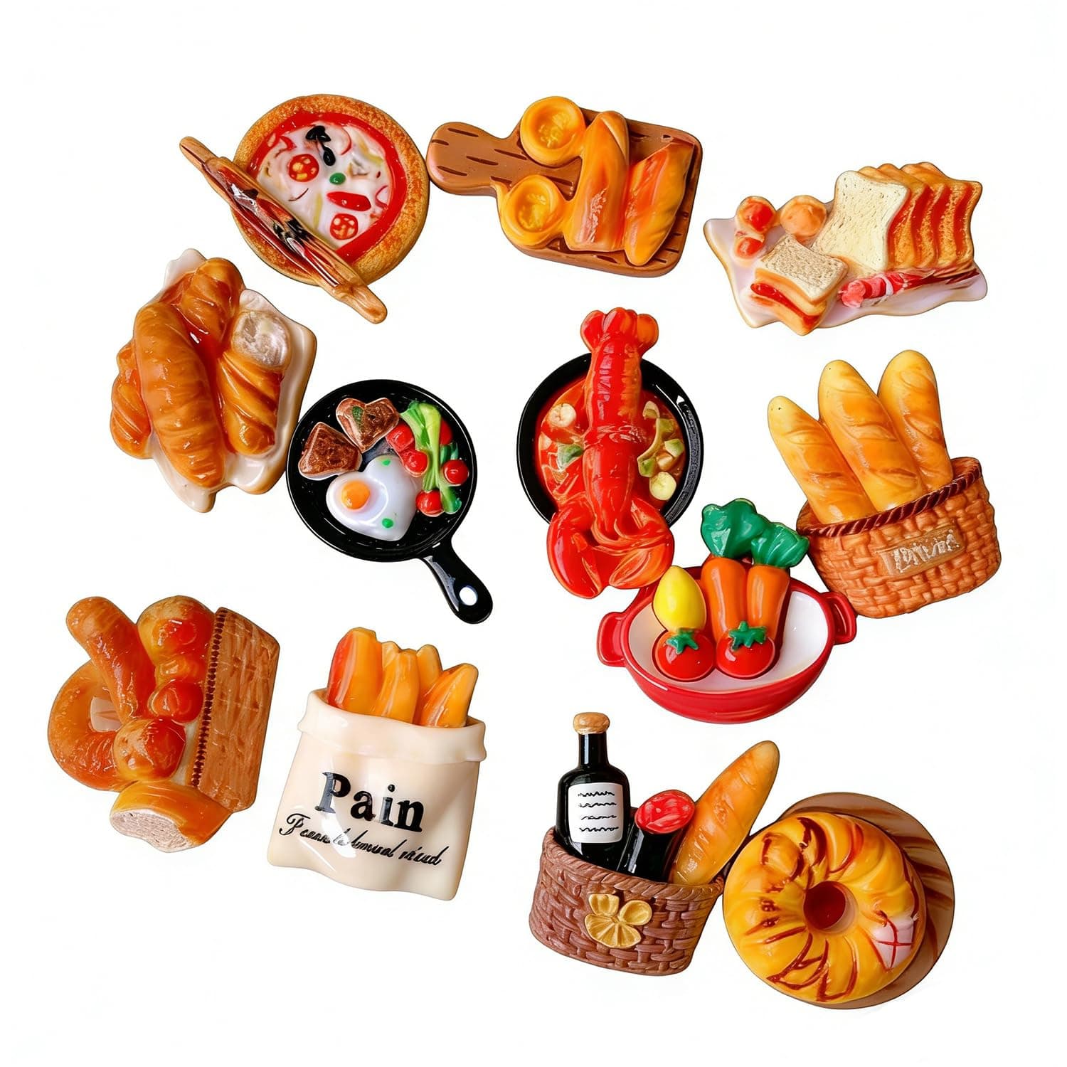 12 قطعة من مغناطيس ثلاجة الطعام الغربي الواقعي، مغناطيس الثلاجة الراتنج لديكور المطبخ، ملصقات مغناطيسية ممتعة ومتينة كهدية مبتكرة للمنزل والمكتب