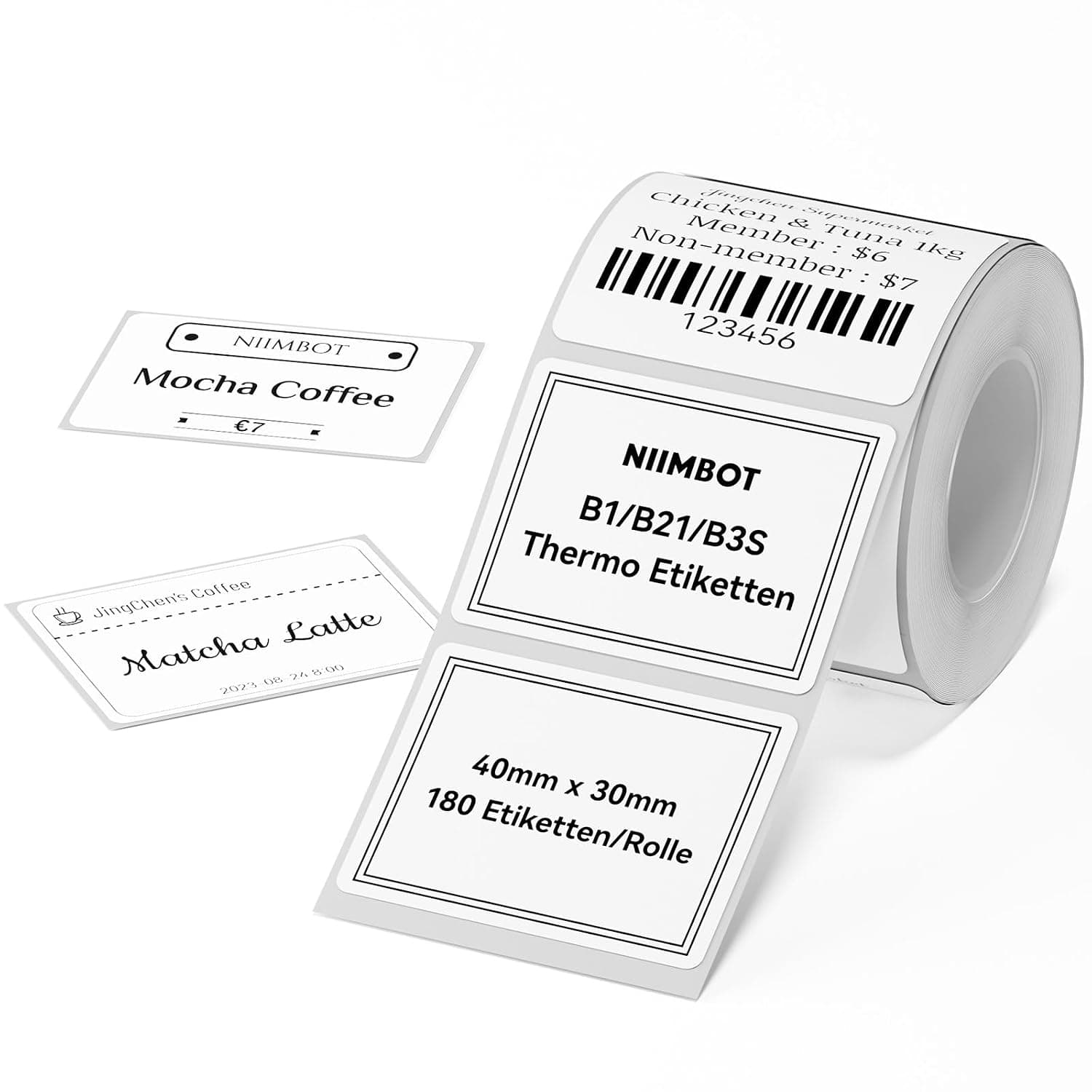 NIIMBOT Thermal Labels Self-Adhesive B1/B21/B3S Label Tape Paper for School, Home, Office, Small Businesses (White-Rectangular, 40 x 30 mm)