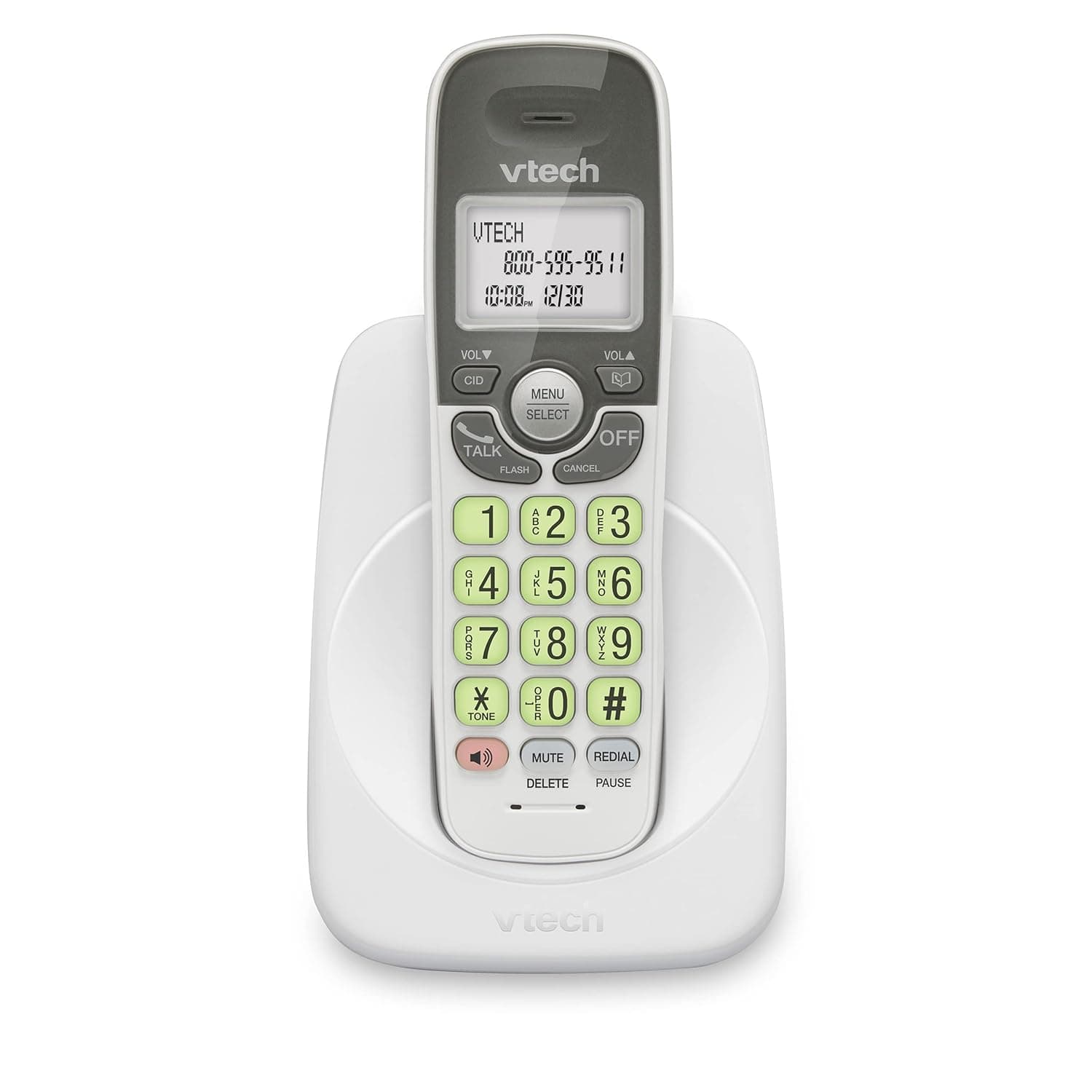 VTech [New] VG131 DECT 6.0 Cordless Phone - Bluetooth Connection, Blue-White Display, Big Buttons, Full Duplex Speakerphone, Caller ID,Easy Wall Mount, 1000ft Range (White/Grey)