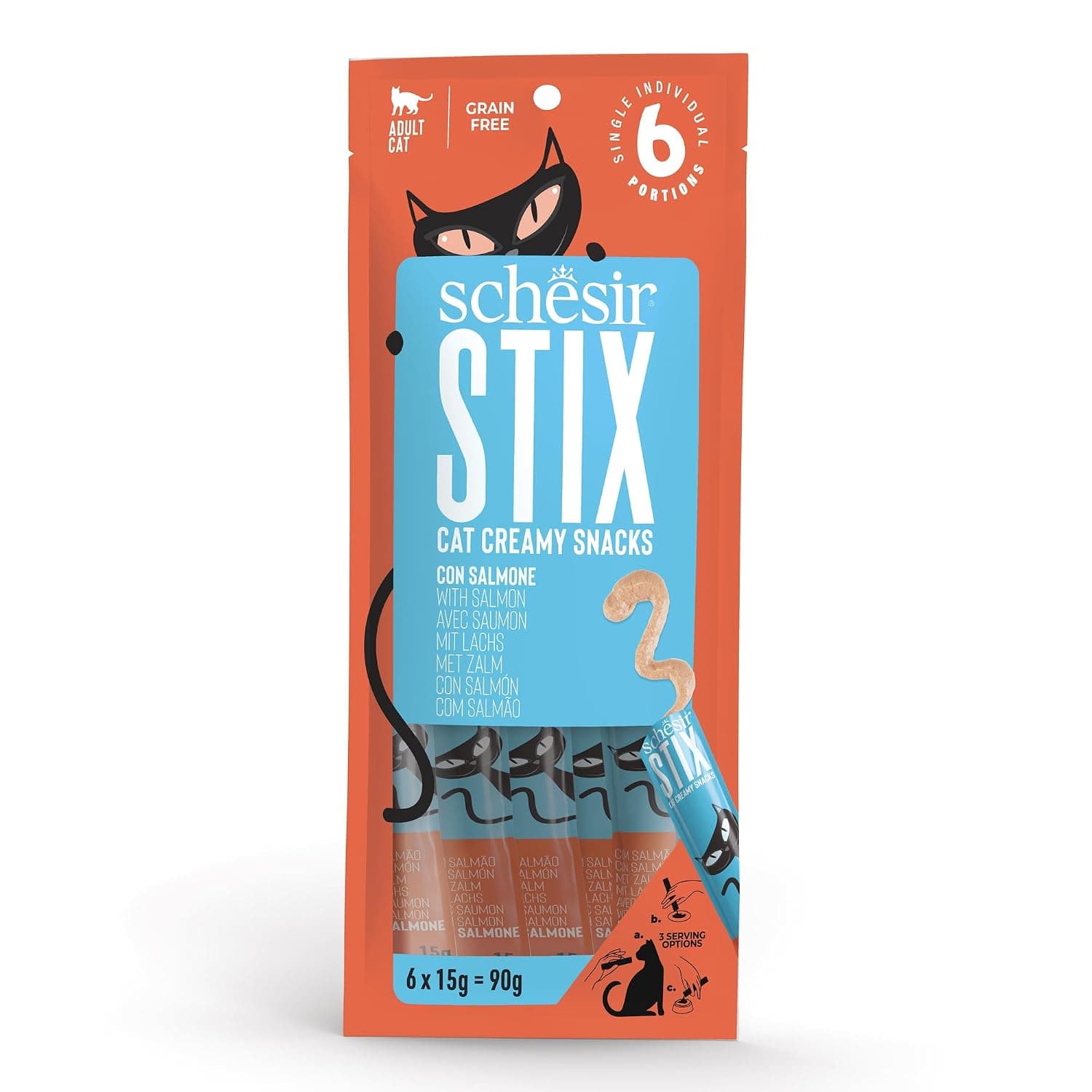 Schesir Cat Treats Salmon Sticks in Cream 6 x 15 g