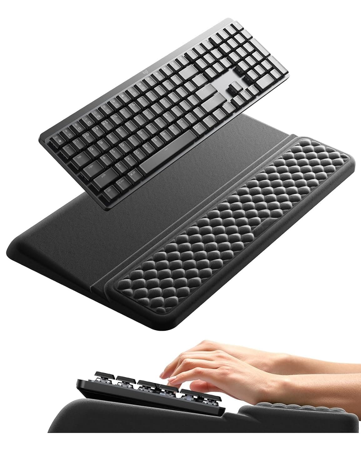 XICEN Wrist Rest for Keyboard and Mouse, Computer Ergonomic Wrist Support Pad, Soft Memory Foam Arm Cushion for Desk, Palm Hand Office Laptop Typing (black)