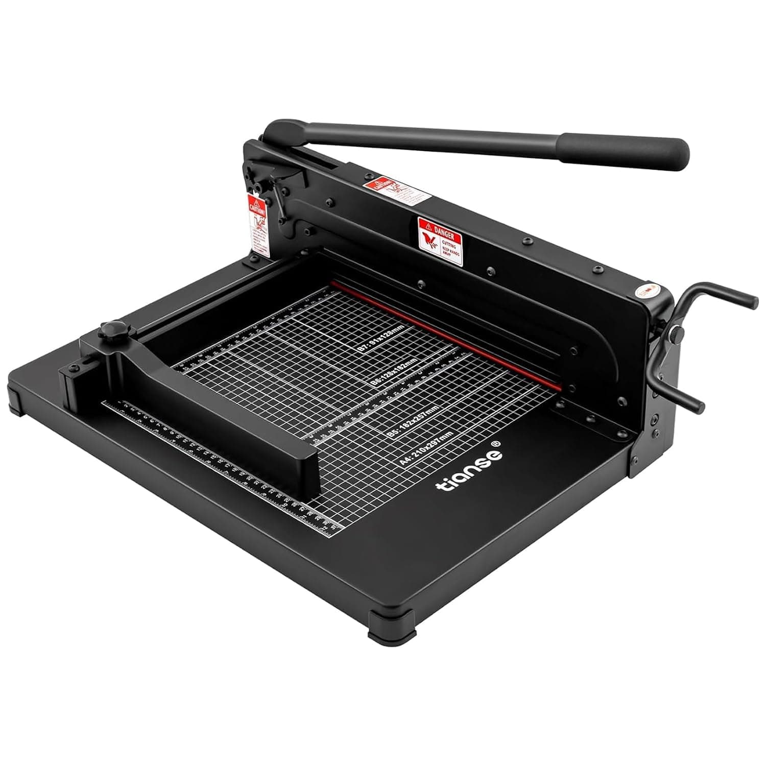 TIANSE Heavy Duty Guillotine Paper Cutter A4 12" Guillotine Paper Cutter 500 Sheet Capacity Solid Steel Construction with Double Safety Protection Perfect for Trimming Paper Cardstock Matboard Black