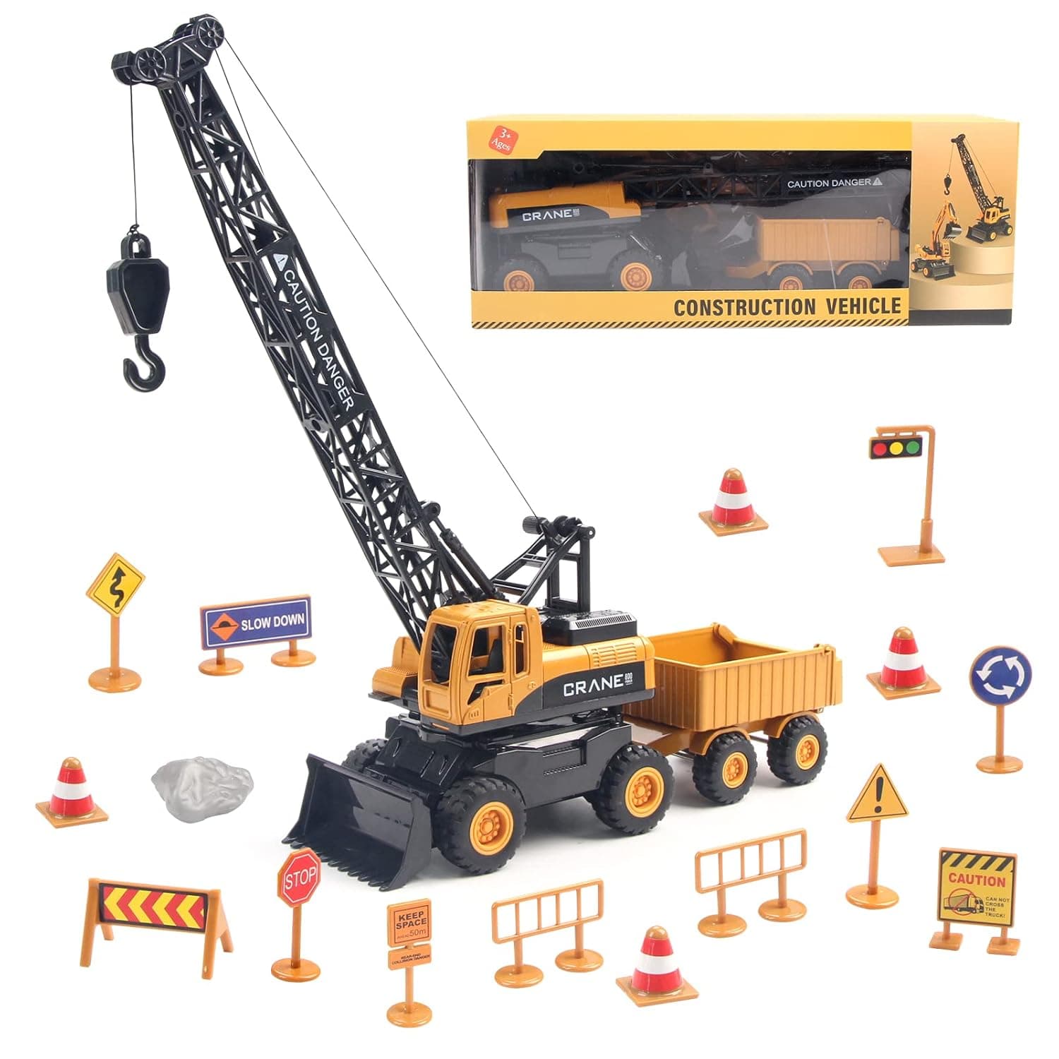 Crane Toy Construction Vehicles Model Car, Toy Truck Gifts for Kids Boys Toddler 3 4 5 years old