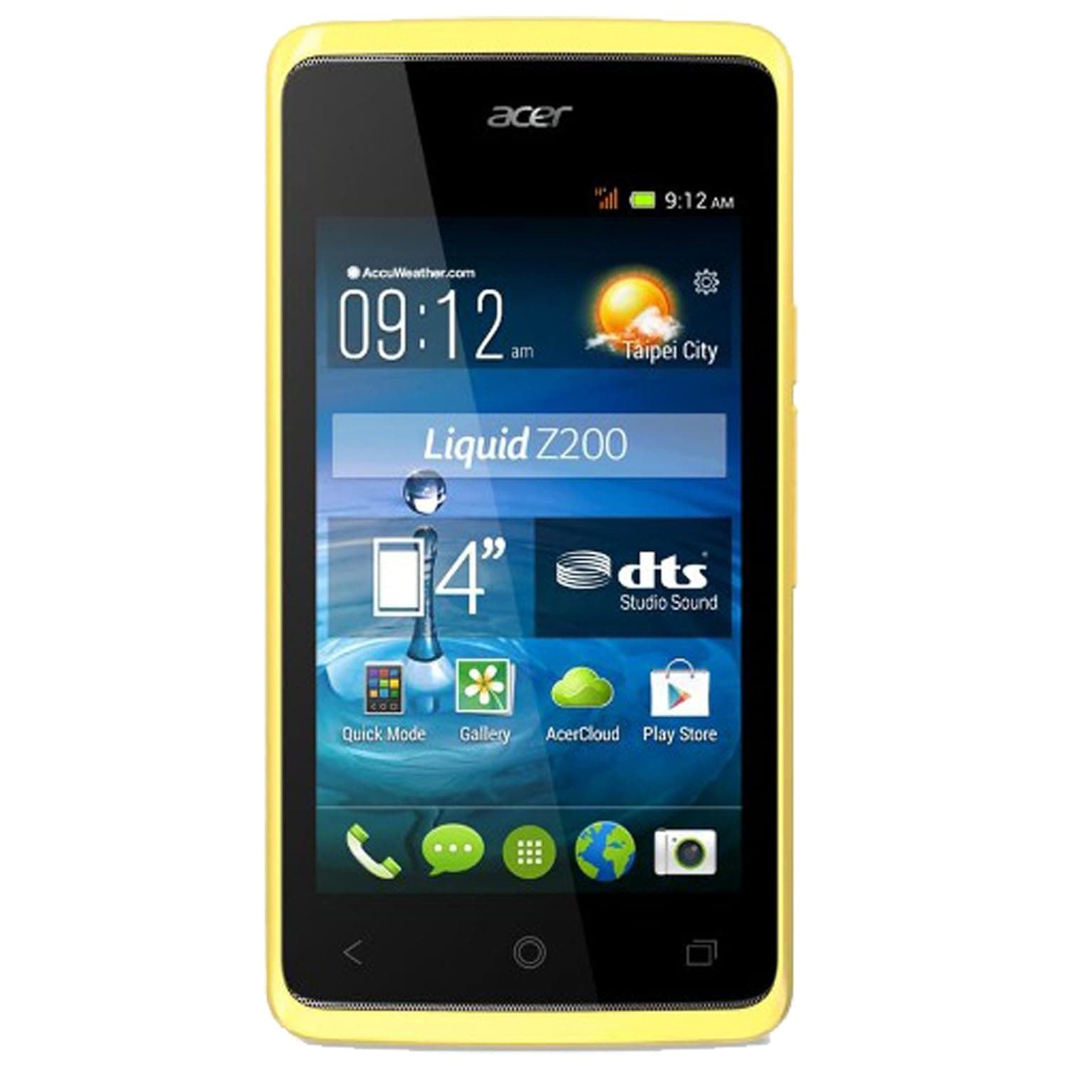 ACER LIQUID Z200 4GB YELLOW FACTORY UNLOCKED DUAL SIM 3G CELL PHONE