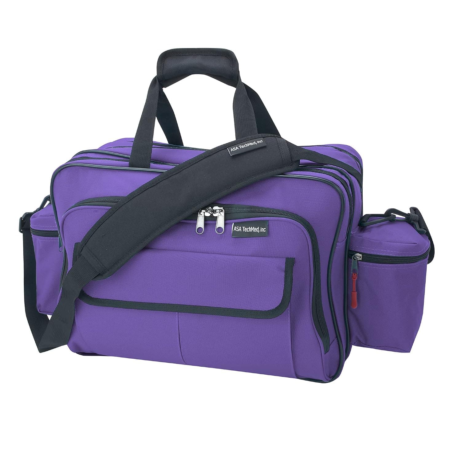 ASA TECHMED Convenient Storage with Heavy-Duty Medical Bag - Multi-Pocketed, Zippered Compartments, Removable Strap, Easy to Clean, Variety of Colors (Purple)