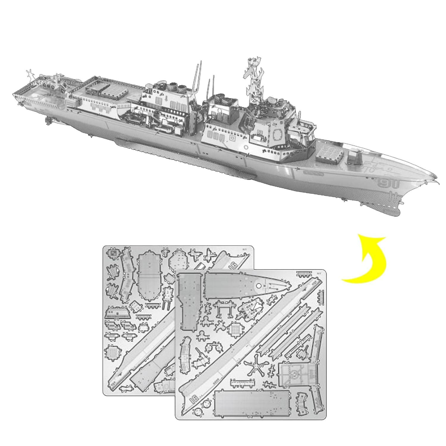 1: 650 Arleigh Burke Class Destroyer Warship Warship Model for Collection Warship Model Hobby (Unassembled Pack) SA
