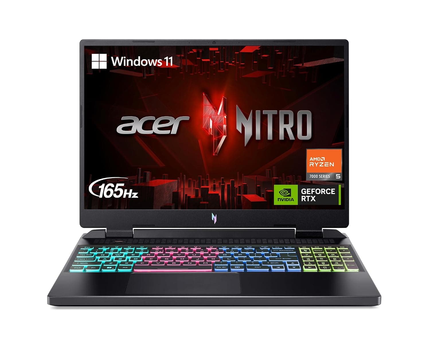 Acer Nitro 16 Gaming Laptop | AMD Ryzen 5 7640HS Hexa-Core CPU | NVIDIA GeForce RTX 4050 Laptop GPU | 16-Inch WUXGA 165Hz IPS Display | 8GB DDR5 | 512GB Gen 4 SSD | WiFi 6E | RGB