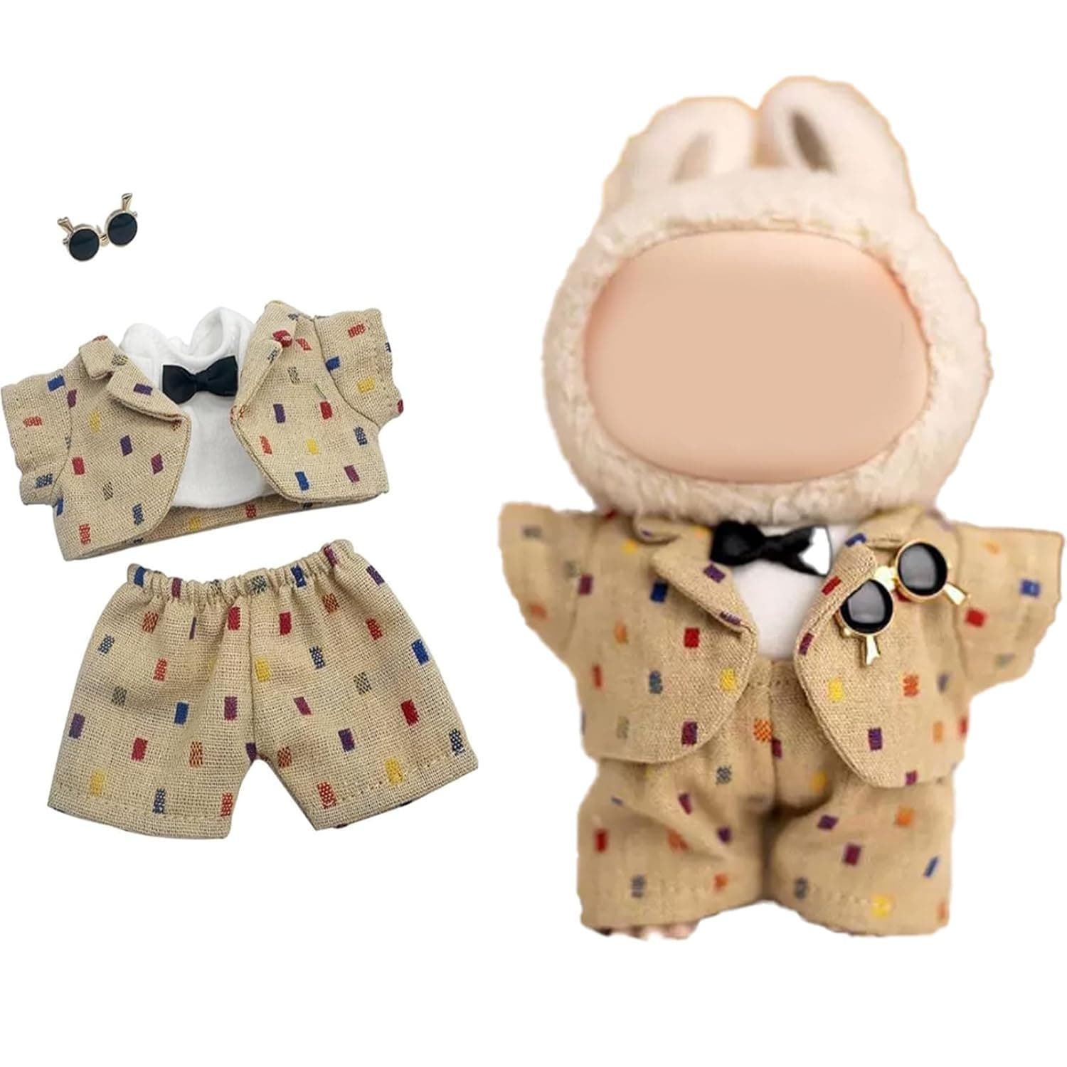 Clothes for Labubu Doll, Cute Kawaii Dress-Up Outfits 17cm for Labubu Keychain Dolls, Plush Doll Clothes Set, Perfect Birthday Gift (No Doll)
