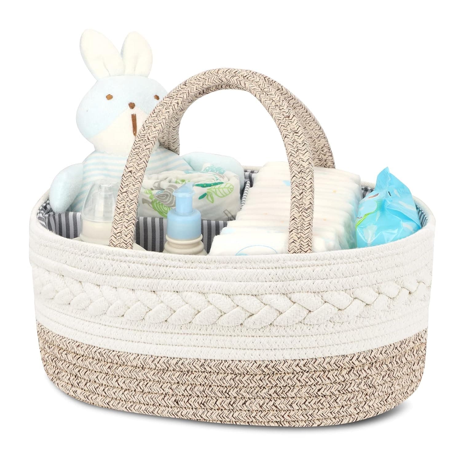 Maliton Diaper Caddy Organizer for Baby, Cotton Rope Baby Gift Basket, Portable Diaper Organizer for changing table, Diaper Nursery Storage Organizer, Baby Shower Gifts for Newborn,baby essentials