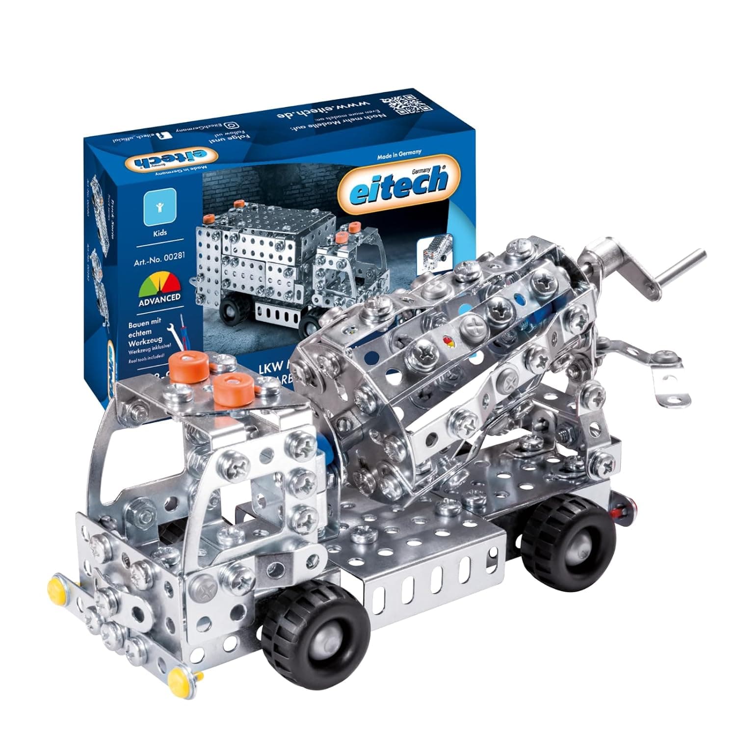Eitech C282 Concrete Mixer Truck, 340 Components, Construction Truck, Construction Vehicle, Approx. 20.5 cm, Construction Toy for Children from 8 Years and Up