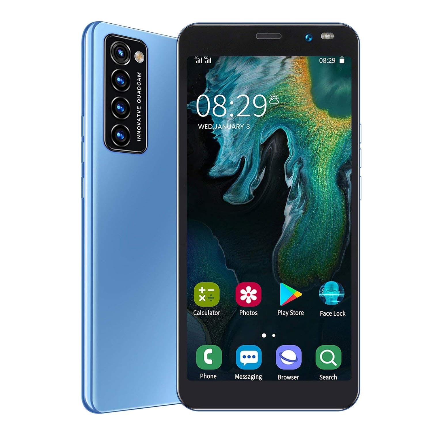 Smartphone Unlocked Under 100, 5.45 Inch Touchscreen 3G Cell Phone with 2MX + 5MX Camera - 1GB RAM + 8GB ROM - Dual Sim Slot - WiFi/BT/FM Support (blue)