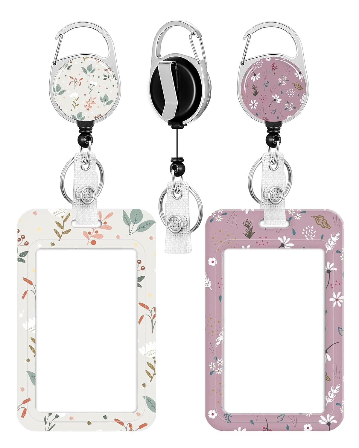 ID Badge Holders Matched with Heavy Duty Retractable Reels, Retractable Clip Badge Card Holders Suitable for Nurses, Teachers, Students, Office Staff, Women and Men 2 Pack