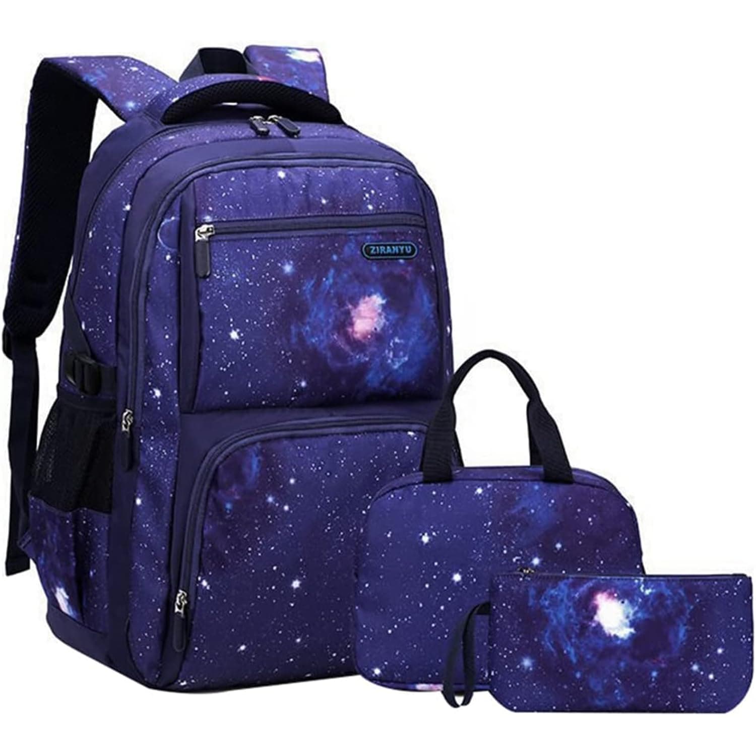 Geometric-Print Backpack and Lunch-Bag Set for Girls Middle-School Elementary Bookbags, 3Pcs School Bag with Lunch Bag Pencil Case