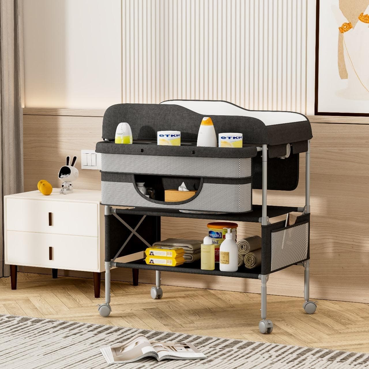 Adjustable Portable Baby Changing Table, Foldable Baby Changing Table for Babies, Waterproof Changing Table Pad, Portable Nursery Organizer for Newborn Essentials