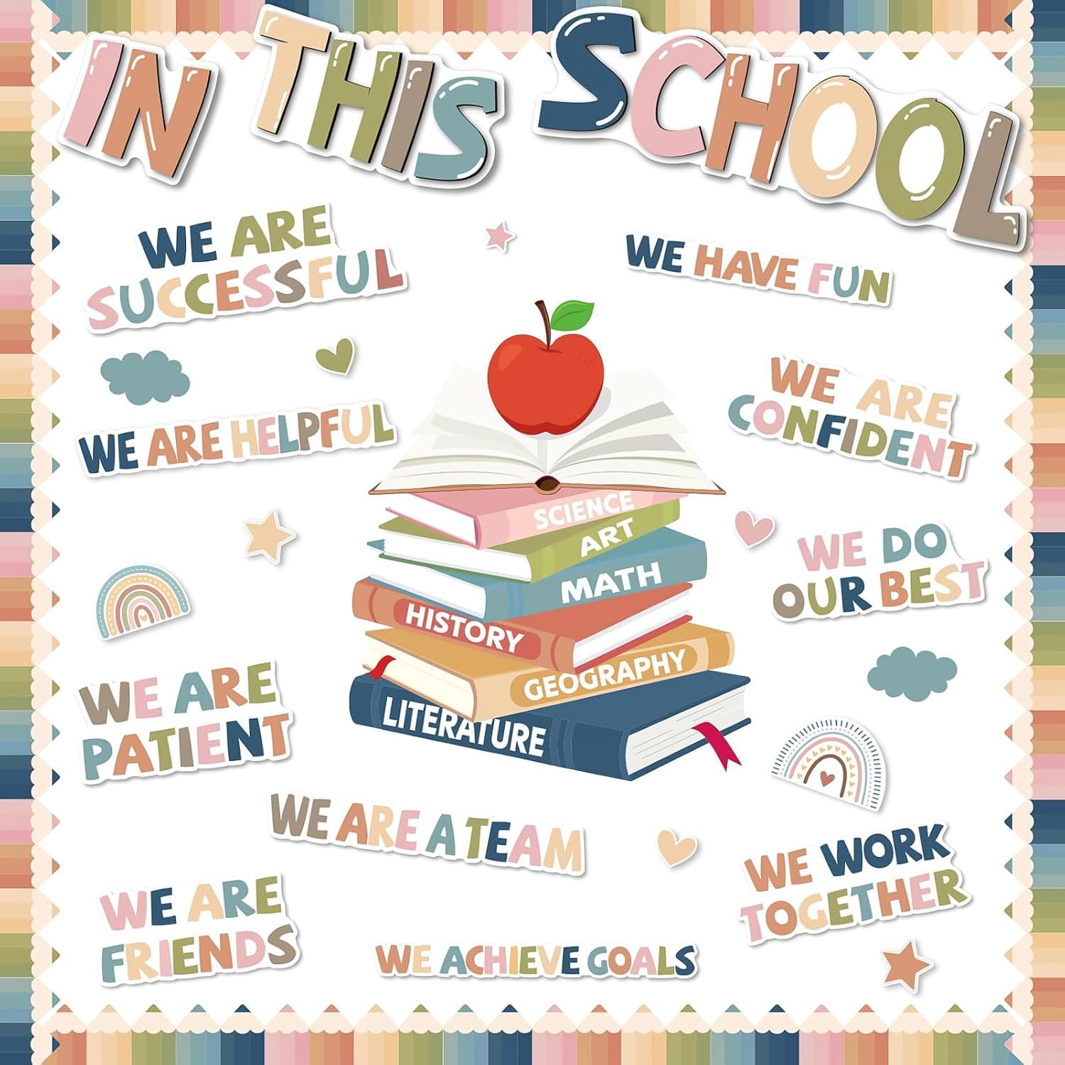 Motivational Bulletin Board Decorations Set Classroom Affirmation Station Positive Sayings Cutouts Wall Decor for Back to School Kindergarten Elementary Supplies (Boho)