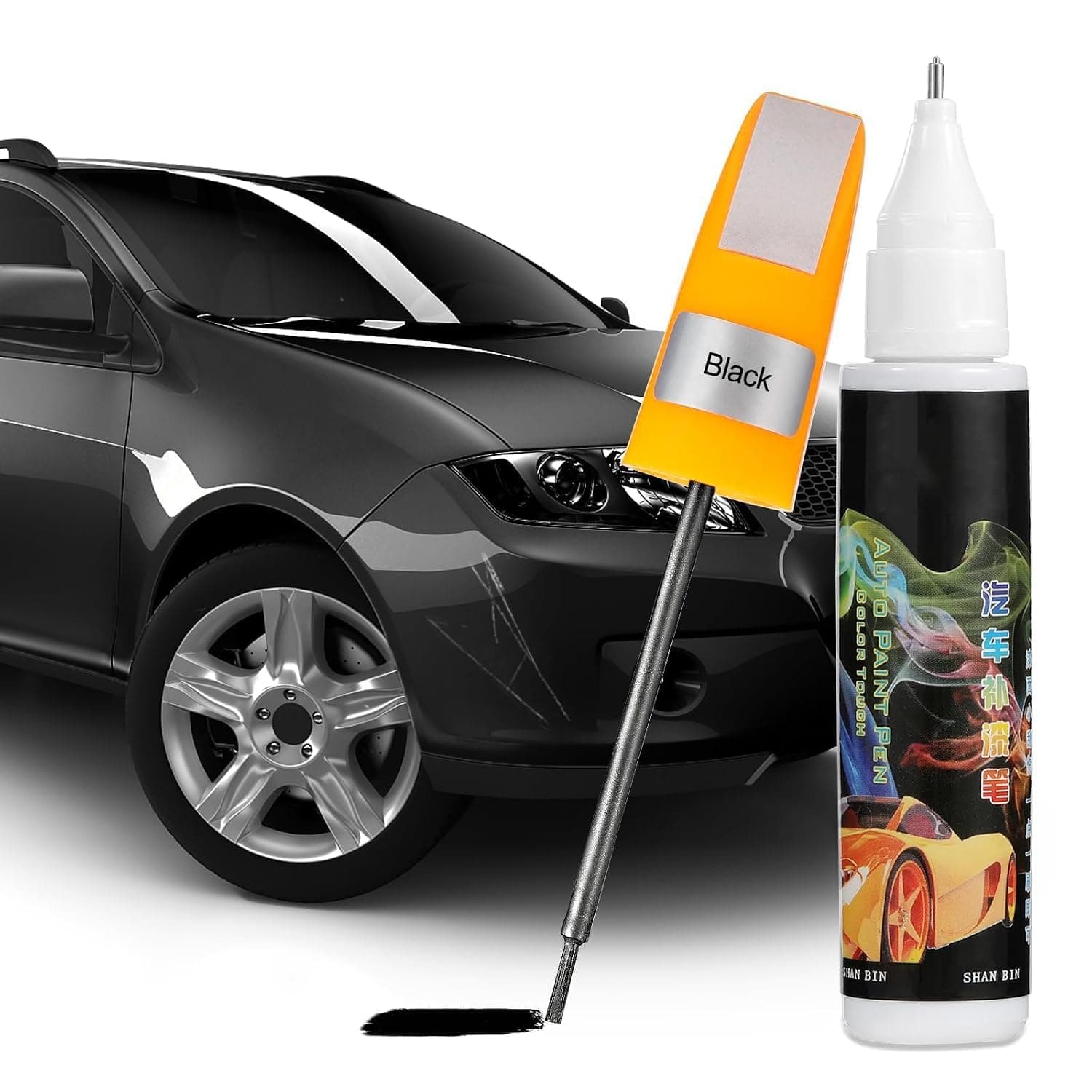 Car Scratch Repair Paste, Car Scratch Removal for Cars, Touch Up Paint for Cars Paint Scratch Repair, 2-In-1 Car Paint Pen, Car Scratch Remover for Deep and Minor Scratches (4 Pack,Black)