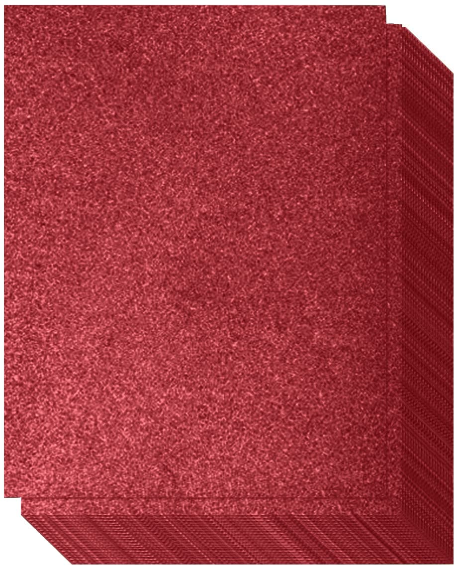 Red Glitter Cardstock - One-sided - Non-Adhesive - 20 Pack - 8.5 x 11 Inches - Premium Glittery Sheets for DIY Crafts, Art Projects, Party Decor, Gift Box Wrapping – Red Sparkling Paper | 250GSM