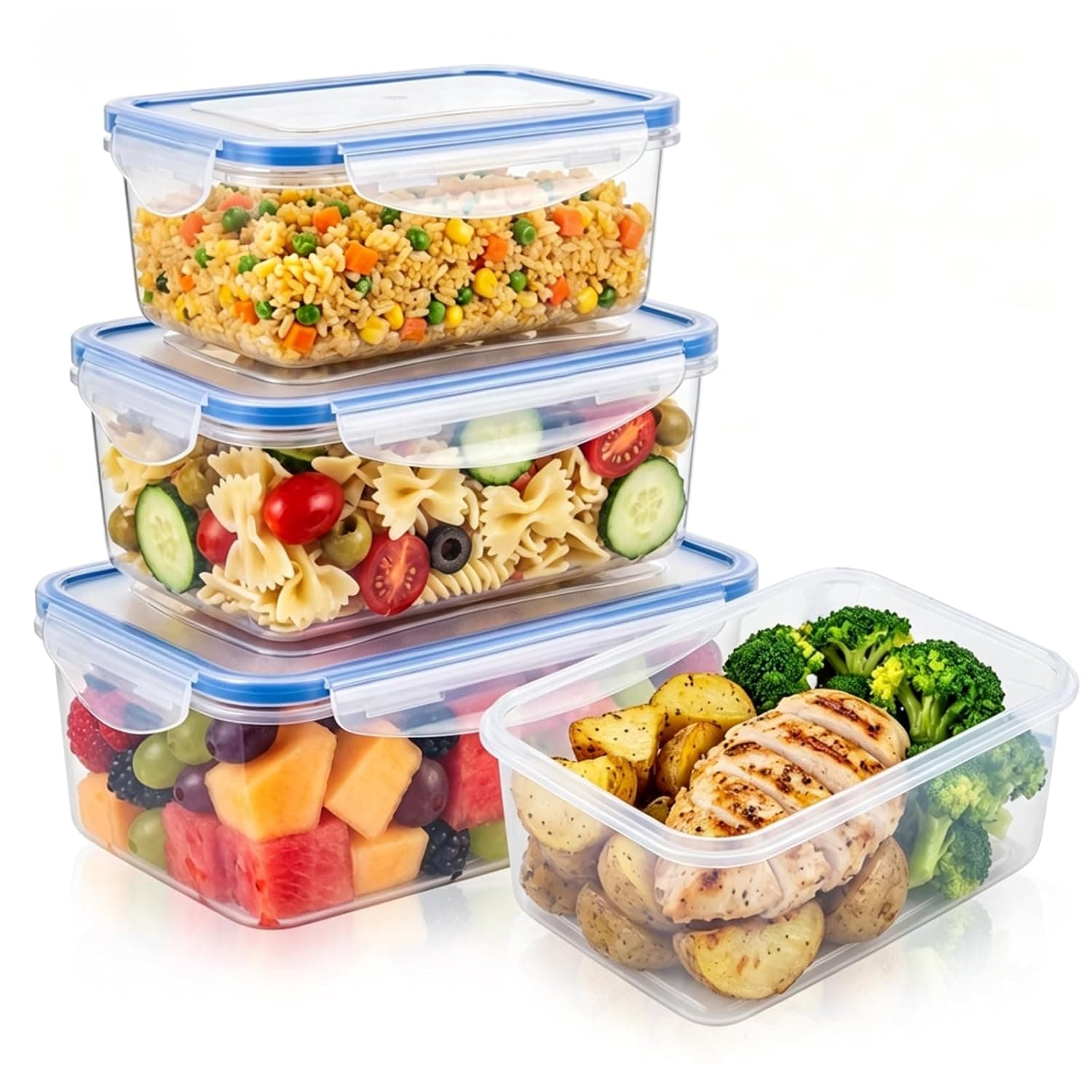 Food Storage Containers with Lids, 3-Pack, Airtight, Microwave Freezer Safe