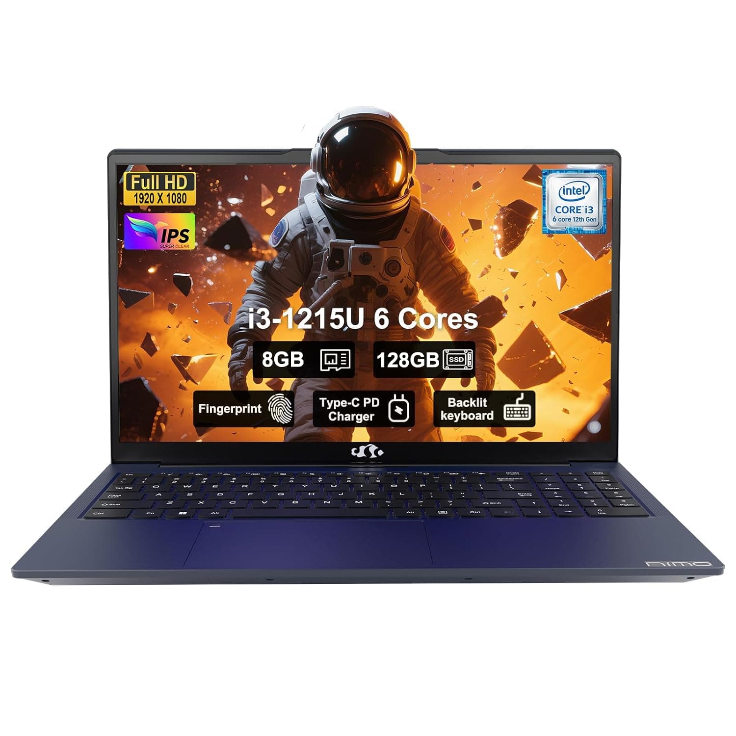NIMO 15.6" Light-Gaming-Laptop, Ryzen 7 Pro 6850U 8-Core Processor, 32GB LPDDR5 RAM 1TB SSD, Radeon 680M GPU, FHD IPS Display, Backlit Keyboard, Fingerprint Reader, 100W USB-C Fast Charging