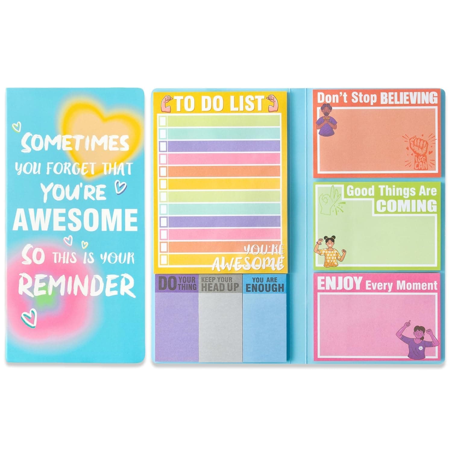 ALMEKAQUZ Post-it Notes, 280Pcs Inspirational & Motivational Affirmation Self-Stick Notes,Positive Messages for Students,Office Workers,Teachers,Stress Relief Back to School Office Supplies