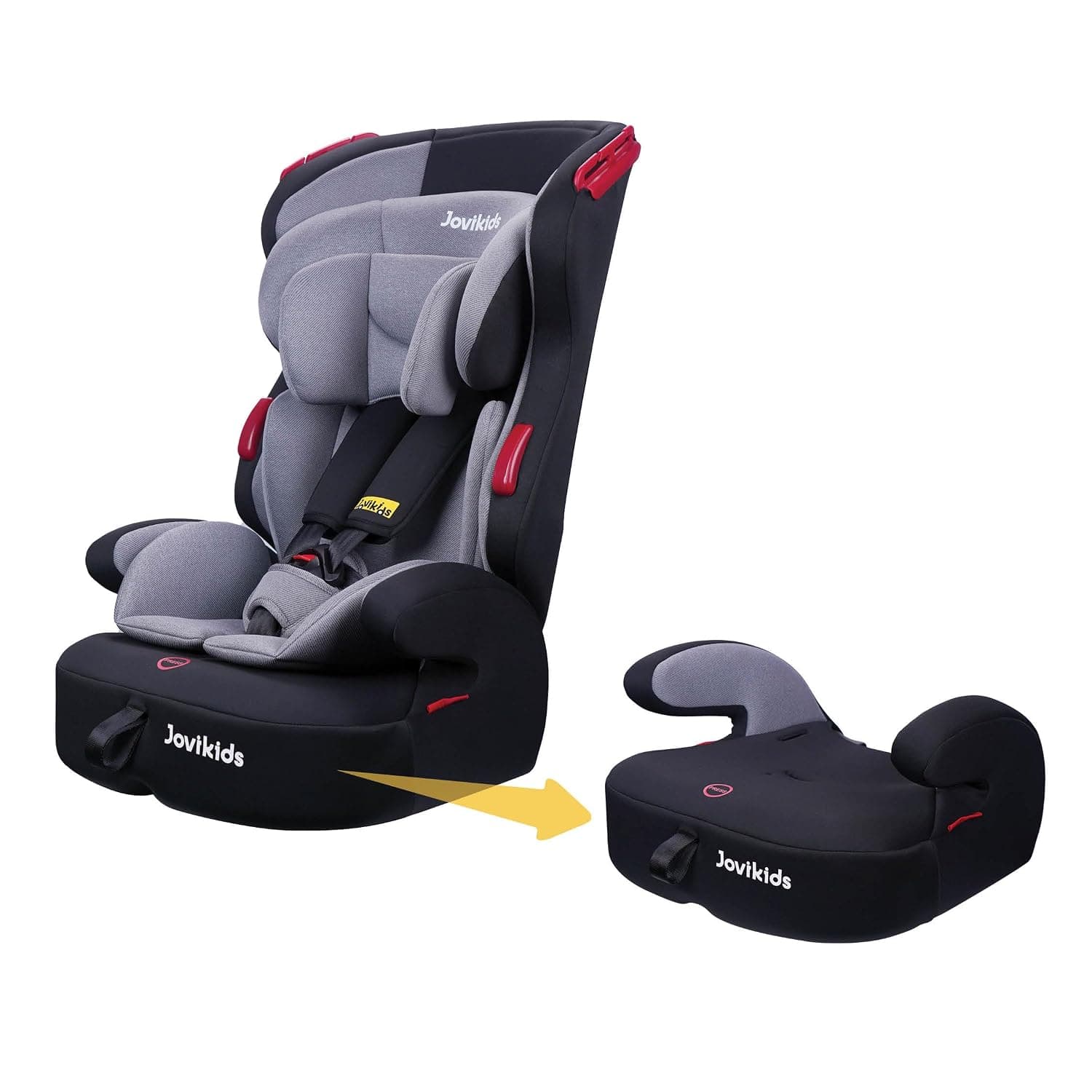 Jovikids Convertible Car Seat 9 Months–12 Years | 3-in-1 Highback Booster Seat | Adjustable Headrest & 5-Point Harness | Forward Facing Travel Car Seat for Kids - Black