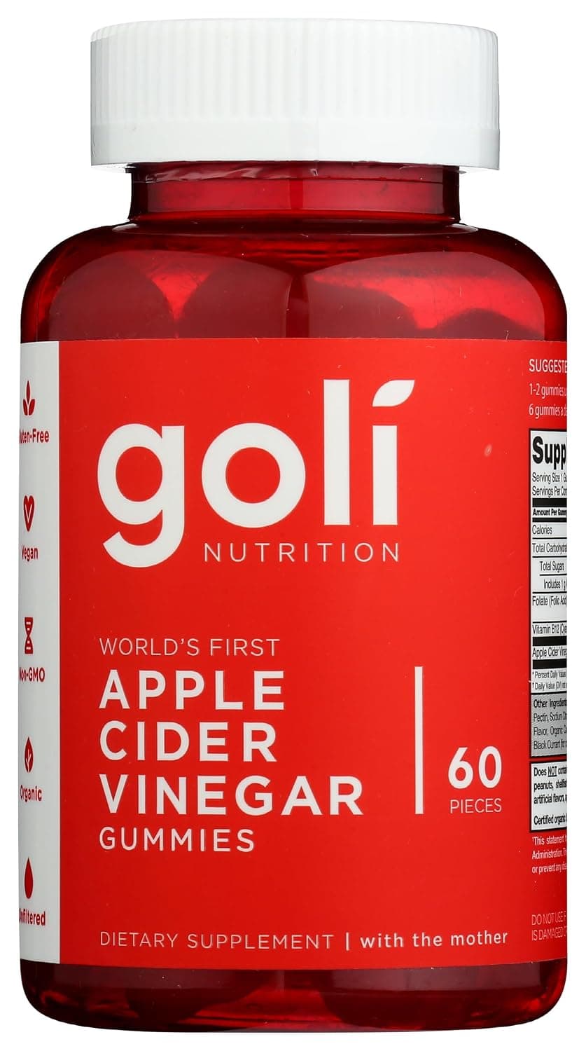 Goli Nutrition World's First Apple Cider Vinegar Organic, Vegan, Gluten-Free, Non-GMO Gummy Multivitamin -60 Count, Pack of 3