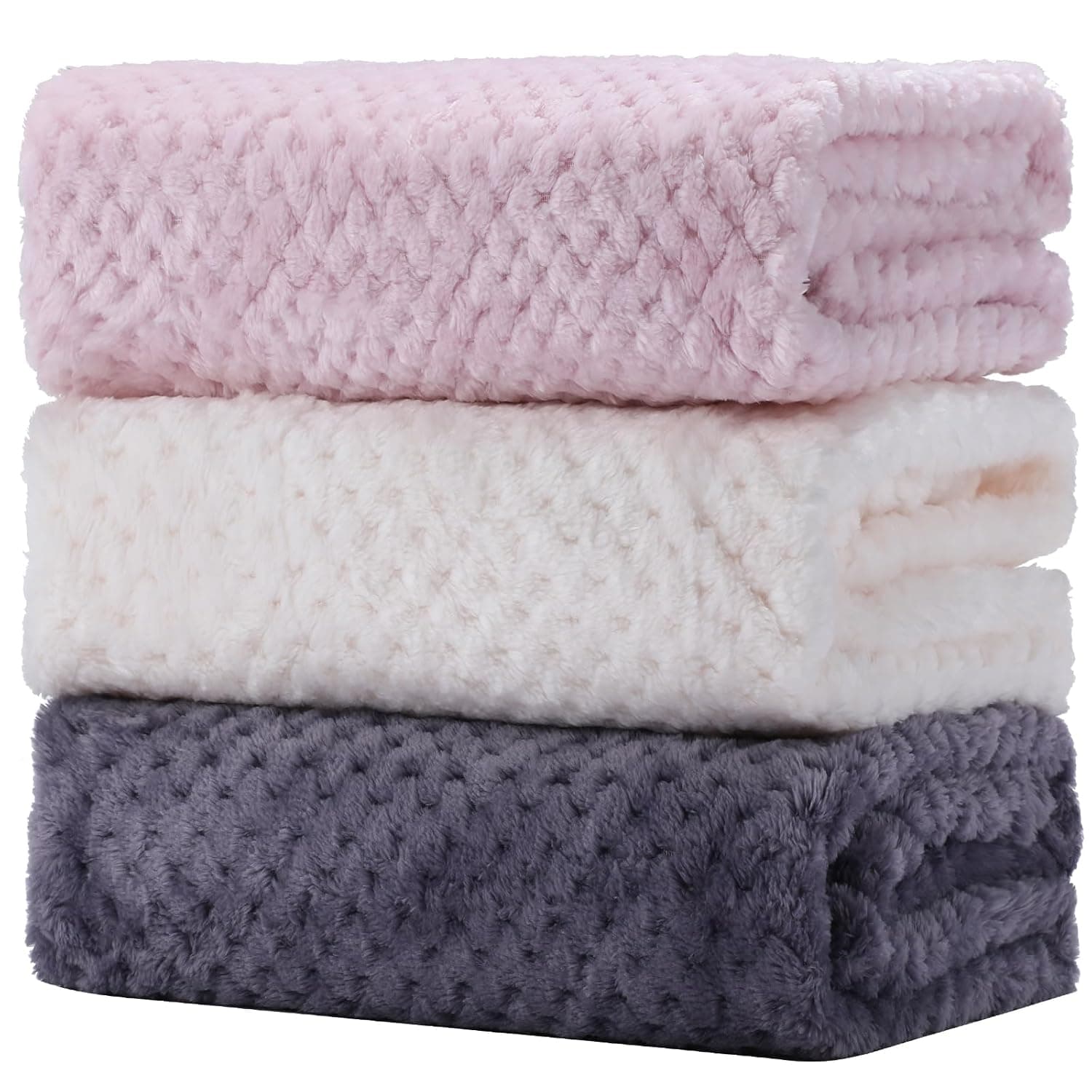Newwiee 3 Pcs Baby Blankets Fleece Ultra Soft,Fresh Color | Fluffy Receiving Blankets, Infant Newborn Boys 30x40 Inch Nursery Essential, Soft for Crib Stroller Travel Supplies